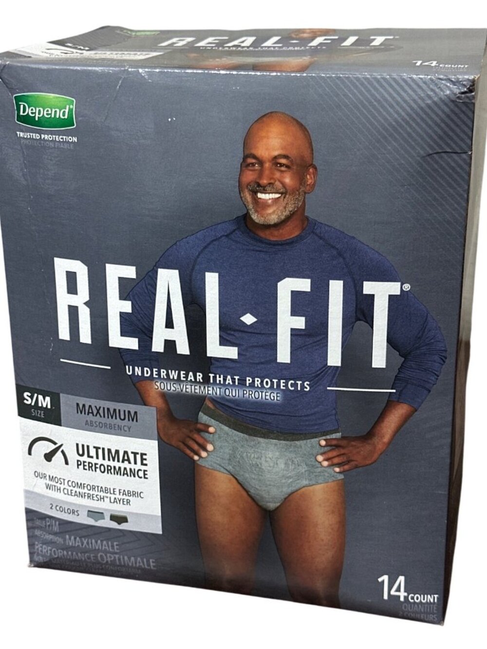Depend Real-Fit Incontinence Underwear For Men, 14 Count, Maximum Absorbency S/M
